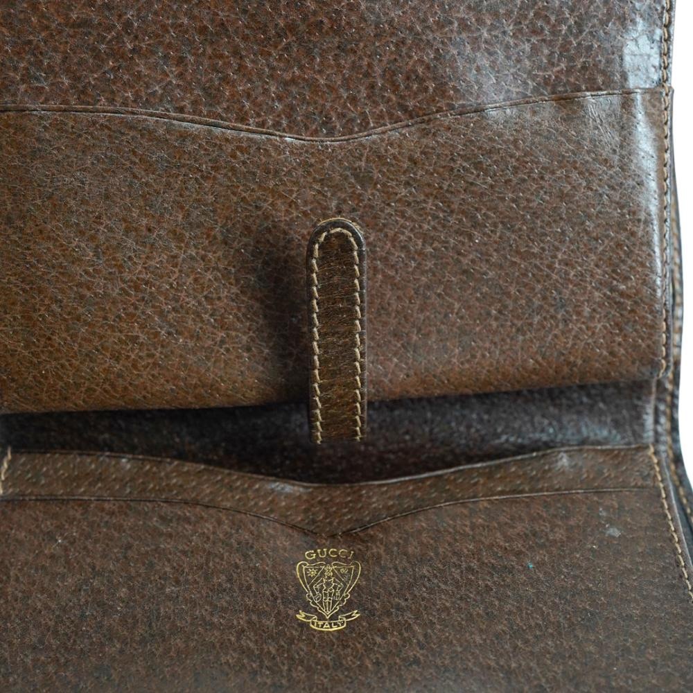 1970s Vintage Gucci Supreme Monogram Canvas Leather GG Gold Clasp Clutch Wallet - Picture 9 of 16